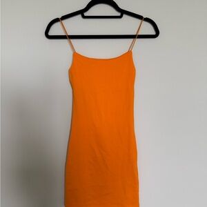 ZARA Orange Spaghetti Strap Bodycon Dress S